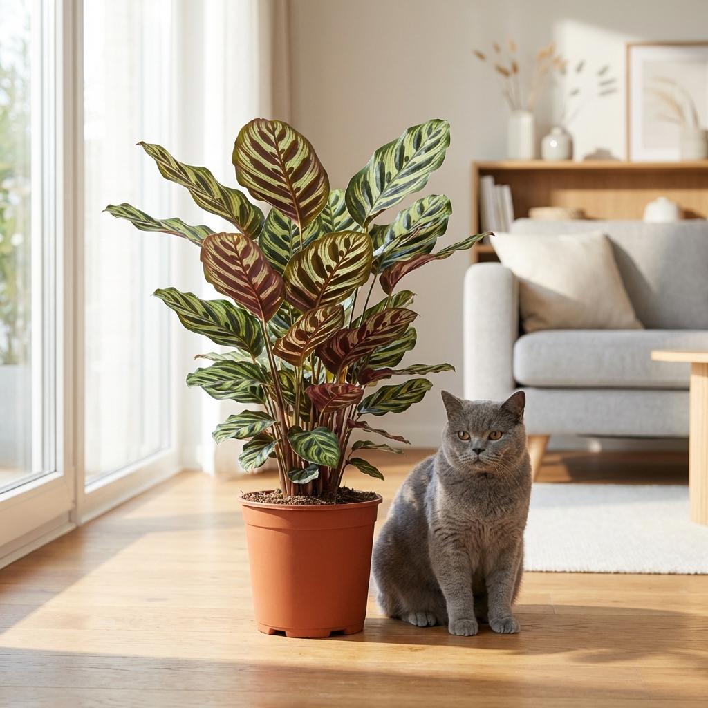 Peacock Plant - Calathea Makoyana - Green - White Pot - Pot 19cm - Height 70cm