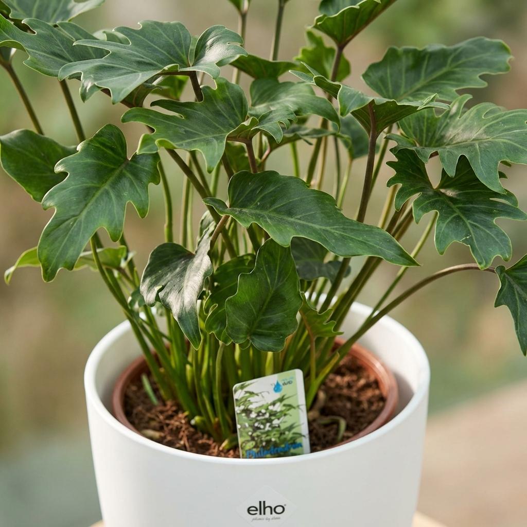 Zimmerpflanze - Philodendron - Philodendron Xanadu - Grün - Pflegeleicht - 1 Pflanze - mit Potter Weiß - Topf 19cm - Höhe 60cm
