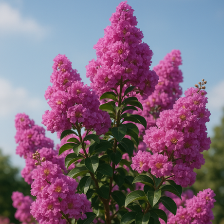 The Lagerstroemia plant, commonly known as Crepe Myrtle, showcases delicate, crinkled petals resembling crepe paper, often in vibrant shades of pink, purple, white, or red. Its smooth, often mottled bark peels to reveal new, contrasting layers.