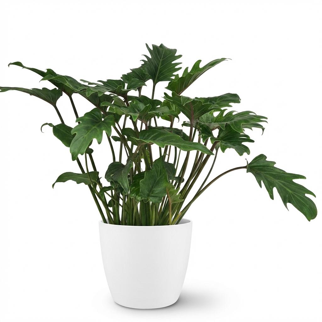 Zimmerpflanze - Philodendron - Philodendron Xanadu - Grün - Pflegeleicht - 1 Pflanze - mit Potter Weiß - Topf 19cm - Höhe 60cm