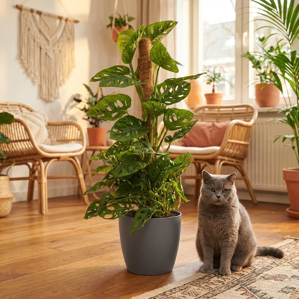 Monkey Mask - Monstera Adansonii Moss Pole - Green - Pot 19cm - Height 90cm