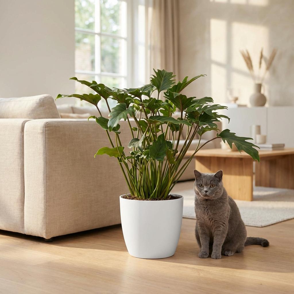 Zimmerpflanze - Philodendron - Philodendron Xanadu - Grün - Pflegeleicht - 1 Pflanze - mit Potter Weiß - Topf 19cm - Höhe 60cm