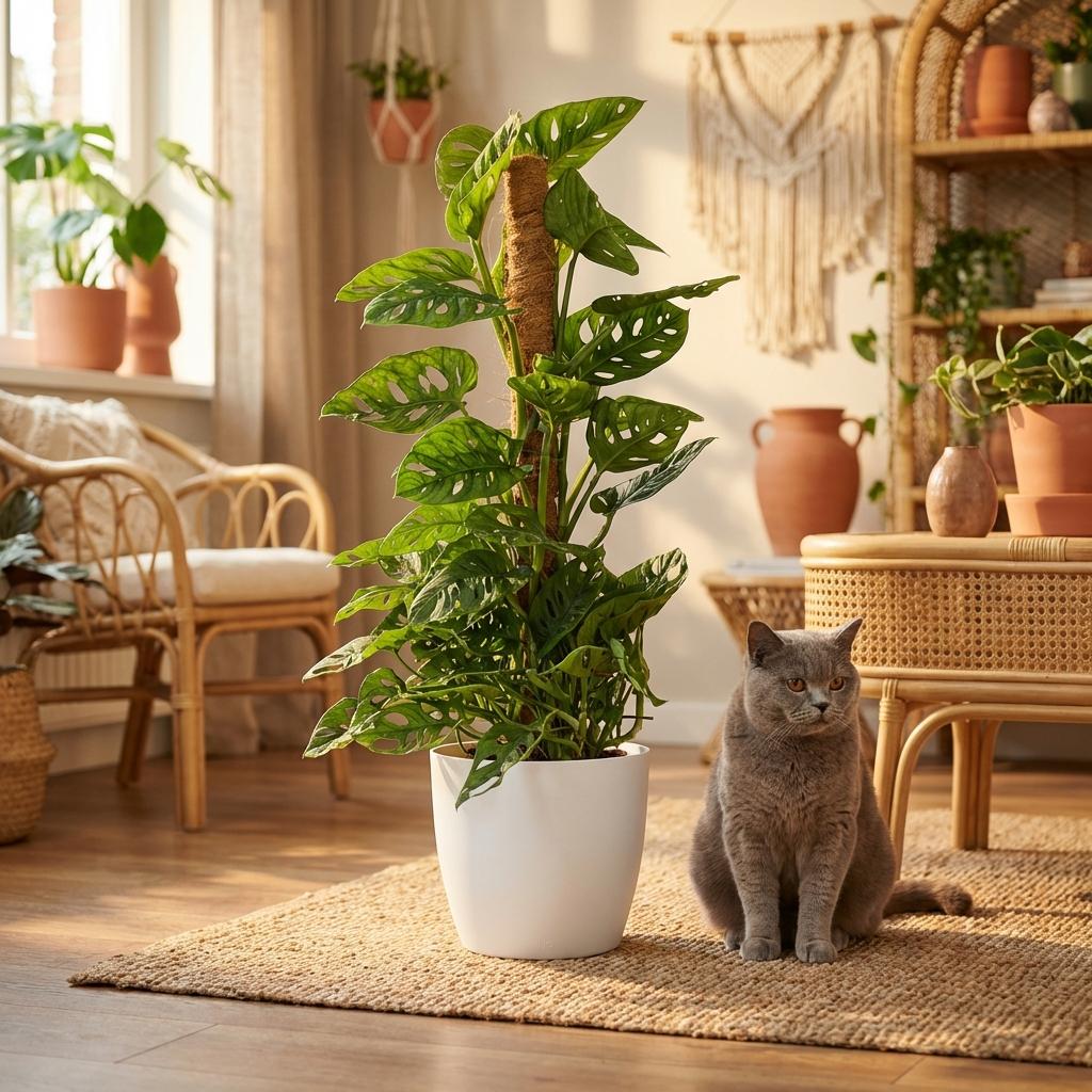 Monkey Mask - Monstera Adansonii Moss Pole - 19cm Pot - 90cm Height